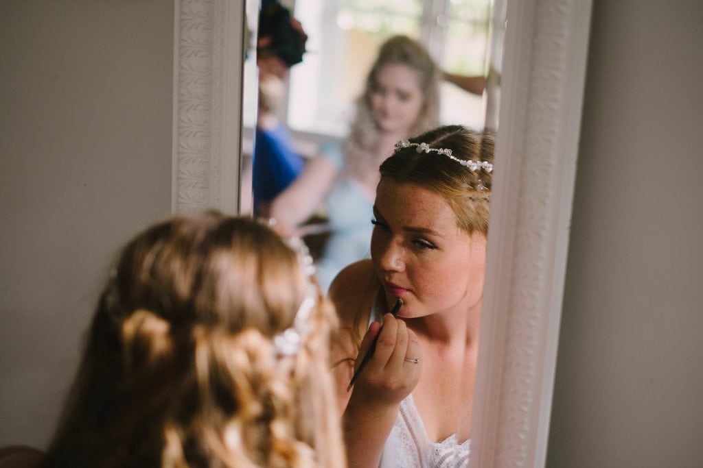 bridal prep before a lechlade wedding in the cotswalds